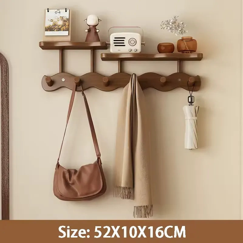 Ripple Collection | Wall Mounted Coat Rack with Shelf & Hooks | Stylish Bamboo Storage for Clutter-Free Entryways